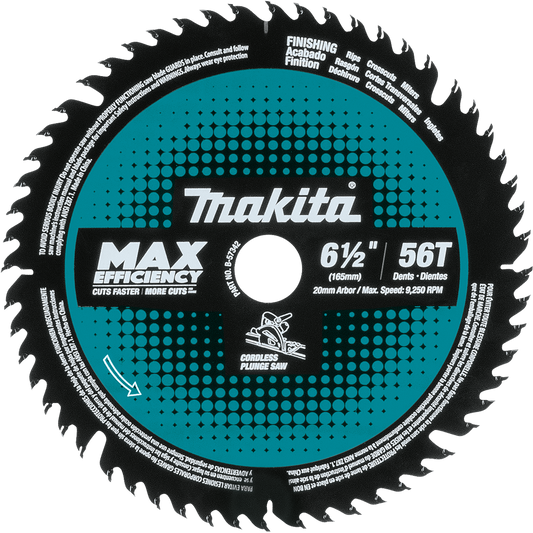Makita B-57342 6-1/2" 56T Carbide-Tipped Max Efficiency Cordless Plunge Saw Blade