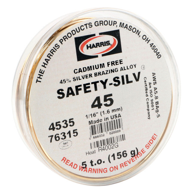 Safety-Silv 45 High Silver Brazing Alloy 1/16 In. 1 X 5 Toz Cup