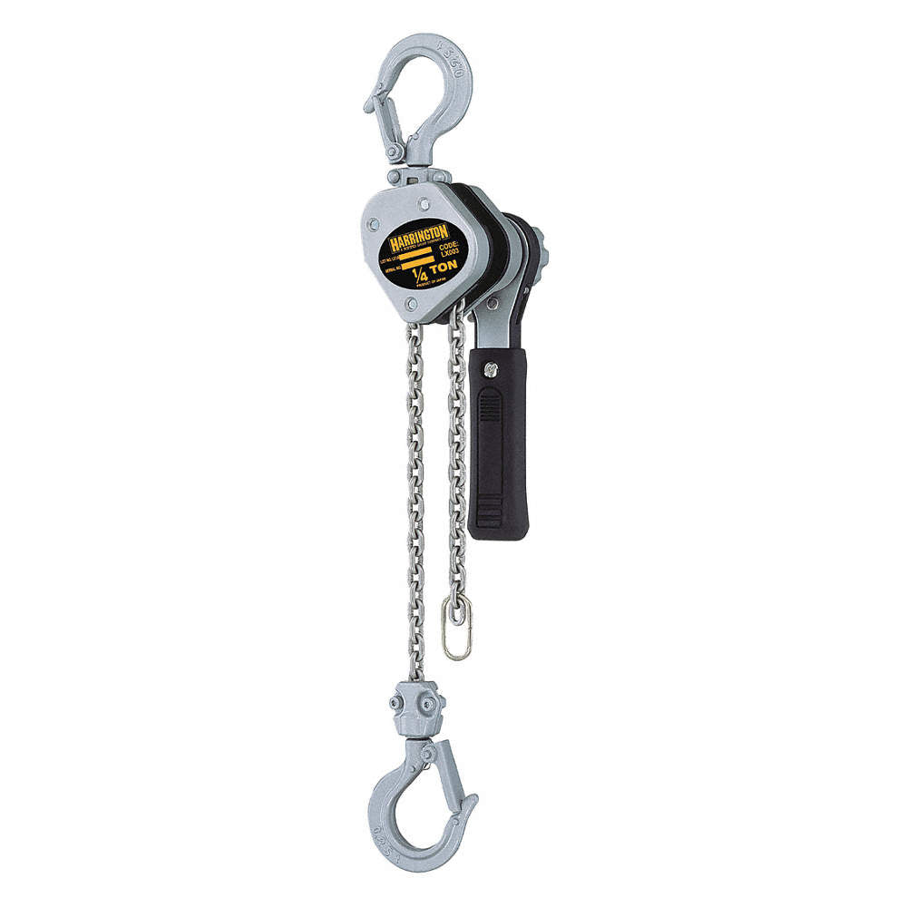 Lever Chain Hoist, Aluminum, Hook Mounted - No Trolley, 500 lbs Capacity, 10 ft Lift L