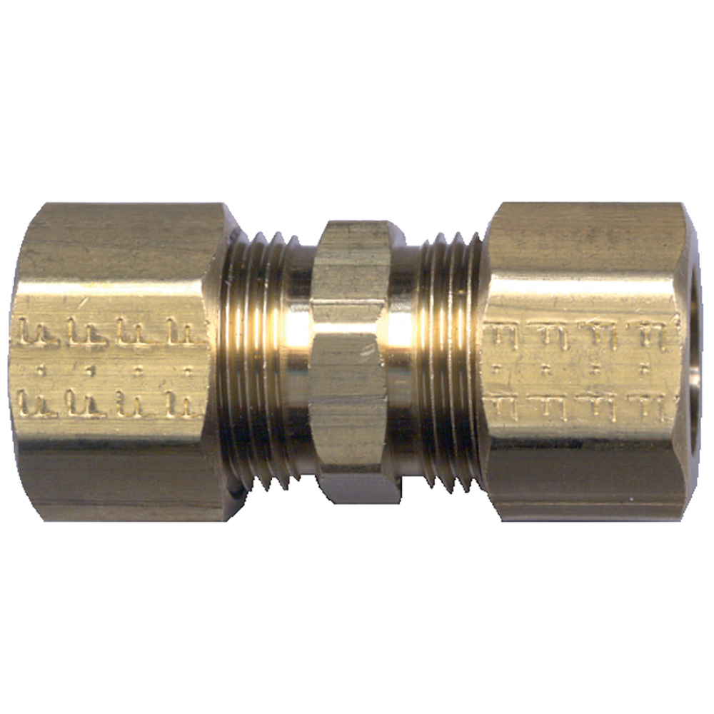 Union Coupling, Compression For Poly, Brass, 1/2 Tube OD