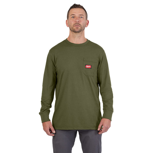 Gridiron™ Pocket T-shirt - Long Sleeve Green XL