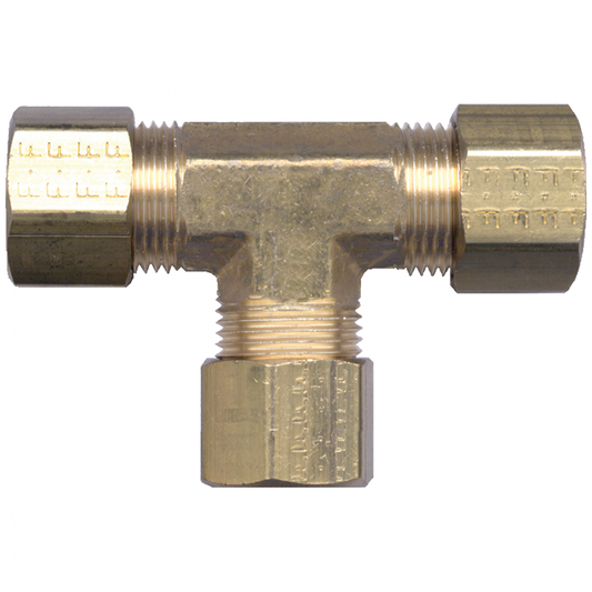 Compression For Poly Union Tee, Brass, 1/4 Tube OD