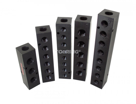 Collecteur en Aluminium à 4 Ports 1/4 (F) NPT avec Sortie 1/8 (F) NPT