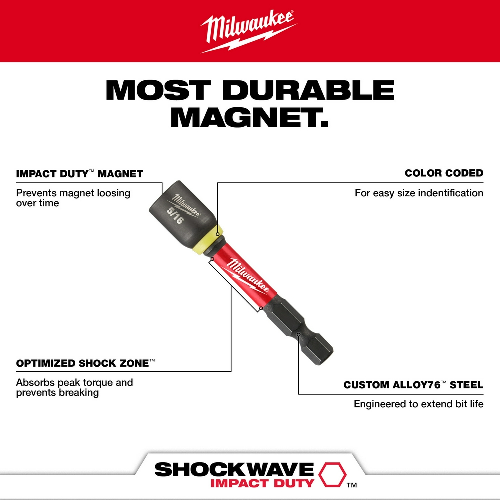 SHOCKWAVE™ Impact Duty 3/8” x 2-9/16” Magnetic Nut Driver Bulk 10