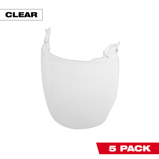5pk Clear Face Shield Replacement Lenses No-brim Helmet Only Mount