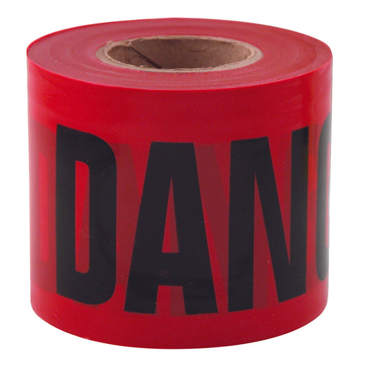 Empire® Barricade Tape - Danger/peligro, Red, 2mm, 3''x 200', 12/PK