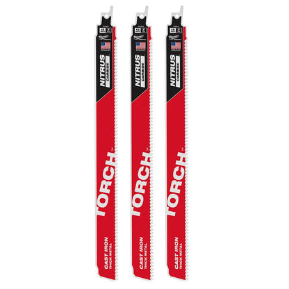 12 po. 7 TPI The TORCH avec lame SAWZALL au carbure NITRUS Lame de scie alternative SAWZALL - paquet de 3