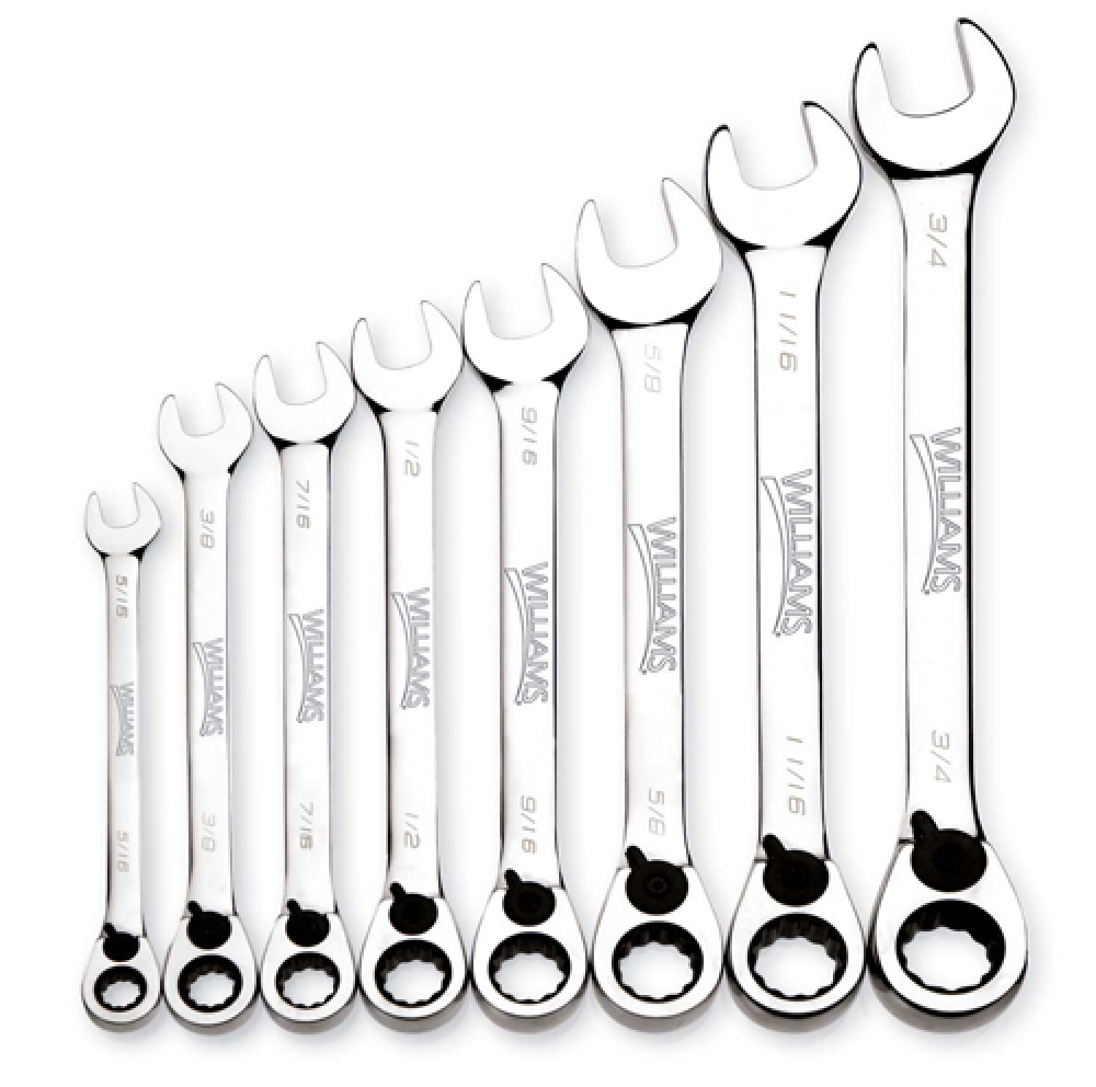 8 Piece SAE Reversible Ratcheting Combination Wrench Set