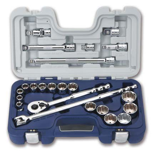 Jeu d'outils de base peu profonds Drive SAE 23 pièces 1/2" - Point avec système de boîtier robuste
