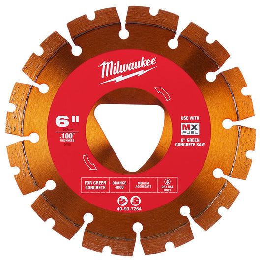 Diamond Blade For Green Concrete 6" x .100" Orange
