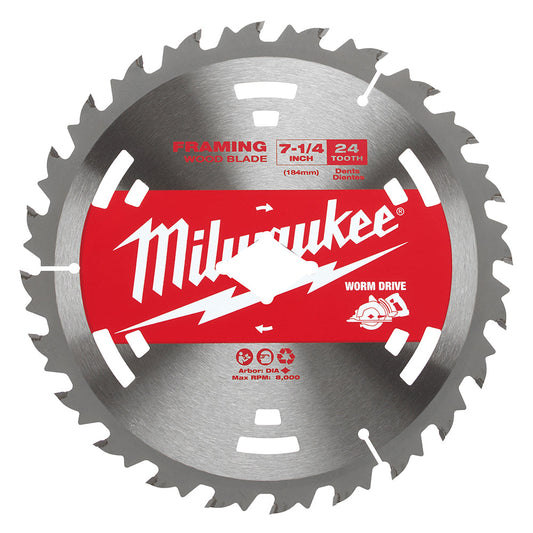 7-1/4 In 24t Worm Drive Basic Framer Circular Saw Blade, 10/PK