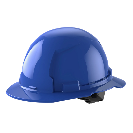 Bolt™ Full Brim Hard Hat White/4pt Ratcheting Suspension - Typ 1 Class e, Blue