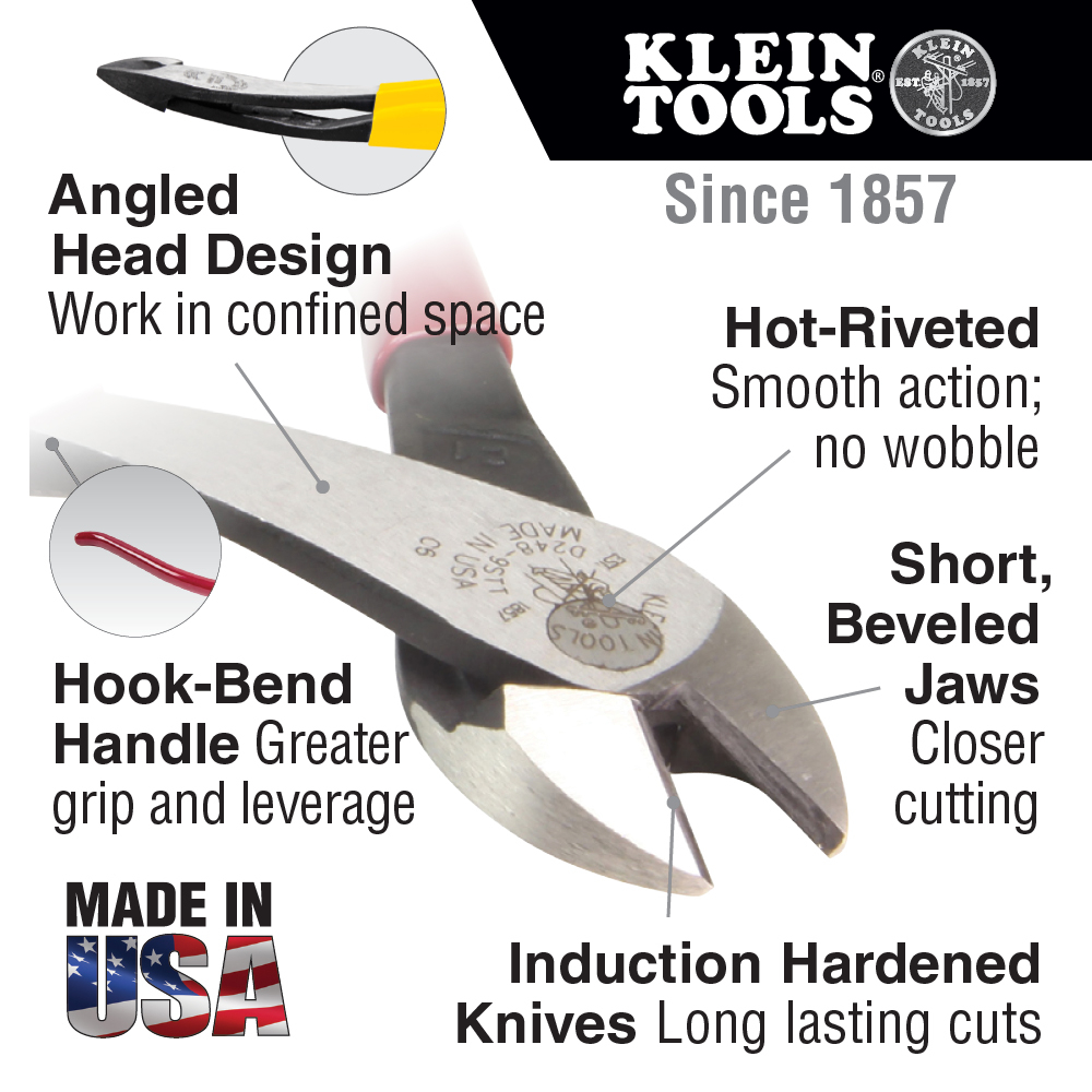 Ironworker's Diagonal Cutting Pliers, High-Leverage, 9-Inch