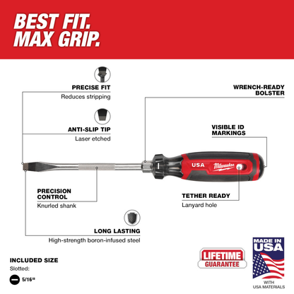 5/16" Slotted 6" Cushion Grip Screwdriver