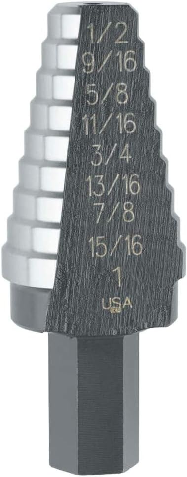 Irwin Unibit Step Drill Bit, 3/16 In To 1/2 In, 1/4 In Shank