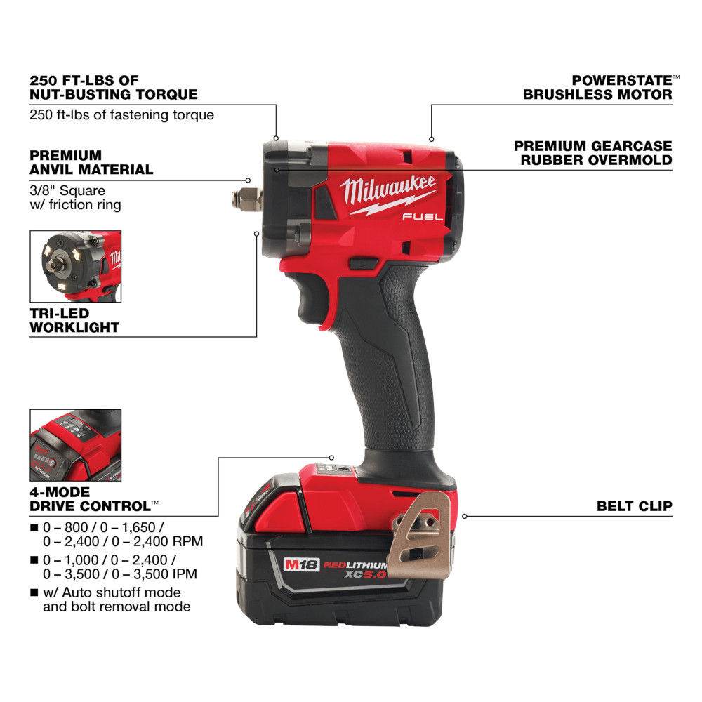 M18 FUEL™ 3/8" Compact Impact Wrench W/ Friction Ring Kit