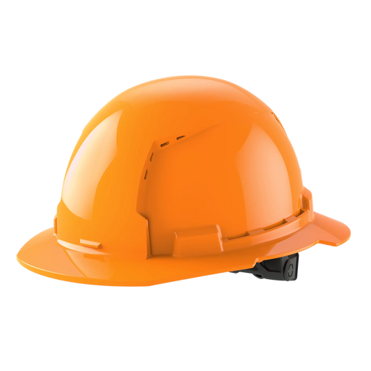 Bolt™ Full Brim Hard Hat White/6pt Ratcheting Suspension, Vented - Type 1, Class e, Orange