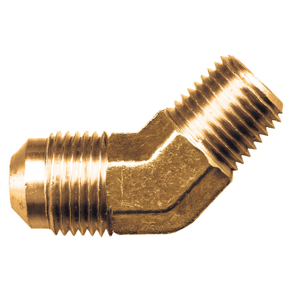 Forged SAE 45° Flare 45° Male Pipe Elbow, Brass, 3/8 Tube OD x 3/8 Male Pipe