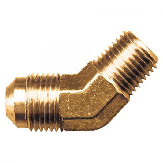 Forged SAE 45° Flare 45° Male Pipe Elbow, Brass, 3/8 Tube OD x 3/8 Male Pipe