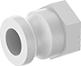 1" Female Threaded Straight Plug, White, PVDF Plastic, NPT, 1-7/16" OD, Size 1