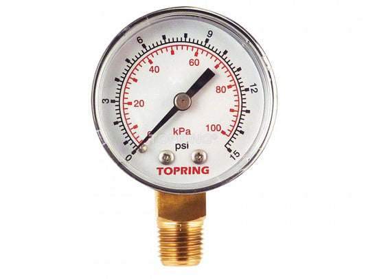 Manomètre à sec en acier 1-1/2 po 0 à 15 PSI
