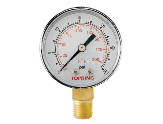 Manomètre à sec en acier 2-1/2 po 0 à 30 PSI, 1/4 (M) NPT, LM