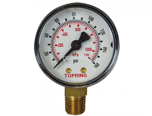 Manomètre à vide sec en acier de 2 1/2 po 0 à 160 PSI, 1/4 (M) NPT, LM