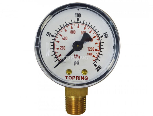 Manomètre à sec en acier 1-1/2 po 0 à 200 PSI, 1/8 (M) NPT, LM