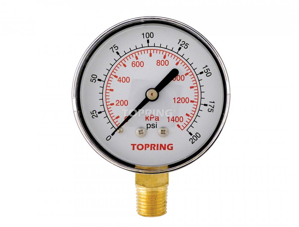 Manomètre à vide sec en acier de 2 1/2 po 0 à 200 PSI, 1/4 (M) NPT, LM