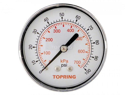 Manomètre à sec en acier 2-1/2 po 0 à 100 PSI, 1/4 (M) NPT, CBM