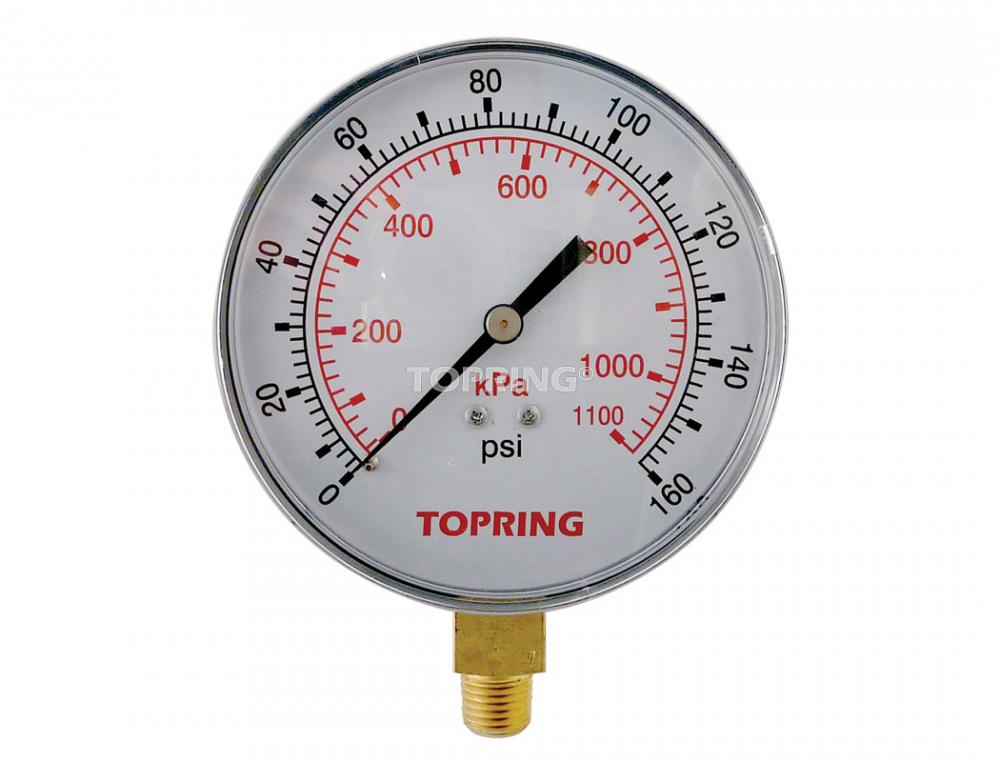 Manomètre à sec en acier 4 po 0 à 160 PSI, 1/4 (M) NPT, LM