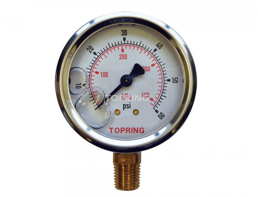 2 1/2 In. Stainless Steel Liquid Filled Pressure Gauge With Glycerin 0 to 60 PSI