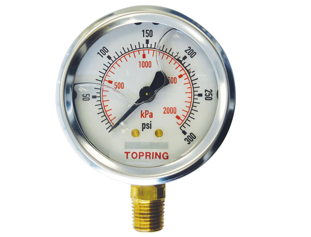 Manomètre inox / mécanisme laiton- glycérine 2-1/2" – 1/4 npt lm 0-300 i/l