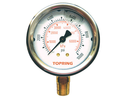 Liquid gauge 2-1/2" – 1/4 npt lm 0-10000 stainless steel/brass