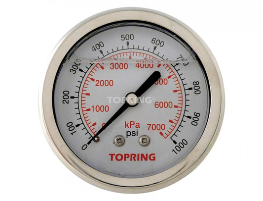 2 1/2 In. Stainless Steel Liquid Filled Pressure Gauge With Glycerin 0 to 1000 PSI, 1/4 (M) NPT, CBM