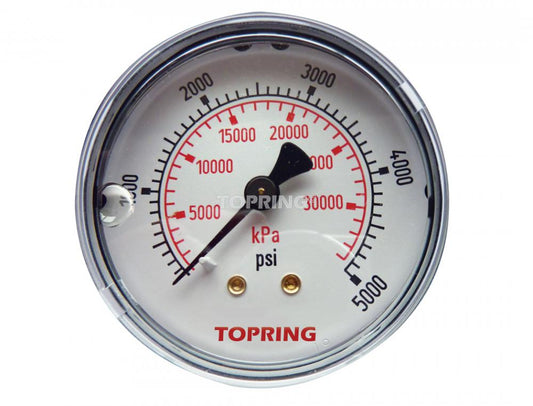 Manomètre à pression rempli de liquide en acier inoxydable de 2 1/2 po. avec glycérine de 0 à 5000 PSI, 1/4 (M) NPT, CBM