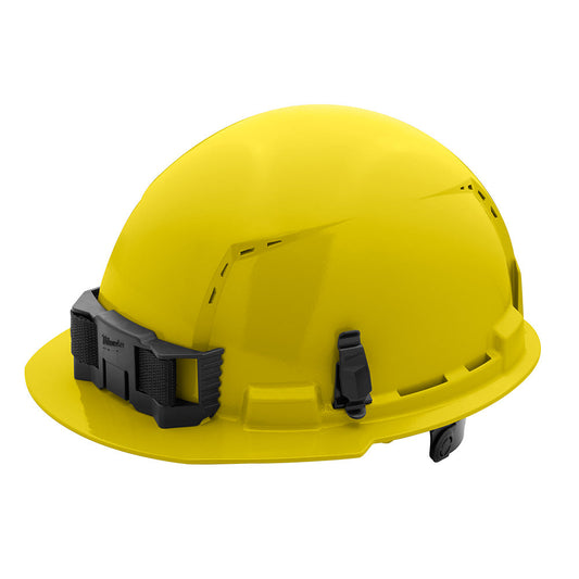 Yellow Front Brim Vented Hard Hat White/6pt Ratcheting Suspension - Type 1, Class c, 5/PK