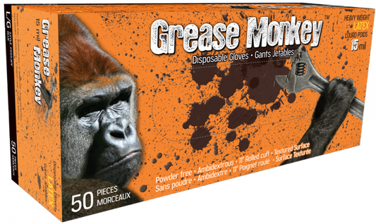 Grease Monkey Latex Gloves, Powder-free, SZ: XXL, 50 EA/BOX