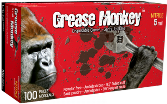 Grease Monkey Nitrile Gloves, Powder-free, SZ: M, 100 EA/BOX