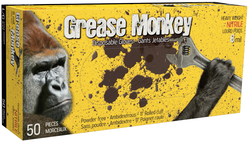 Grease Monkey 8mm Nitrile Gloves, Powder-free, SZ: XL, 50/bx