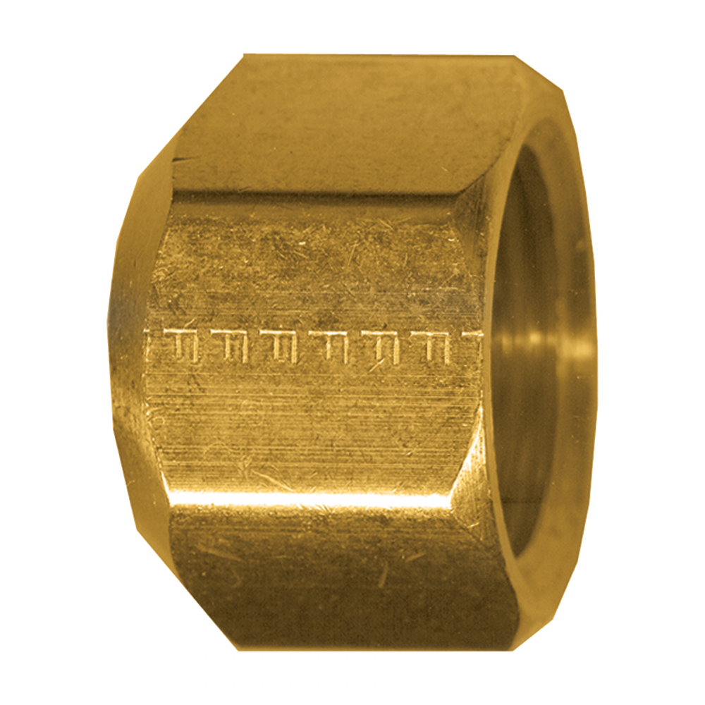 Forged SAE 45° Flare Sealing Cap Nut, Brass, 3/8 Tube OD