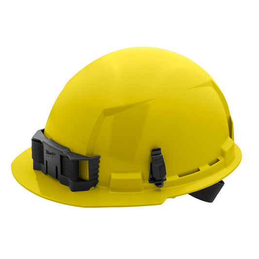 Yellow Front Brim Hard Hat White/4pt Ratcheting Suspension - Type 1, Class e, 5/PK