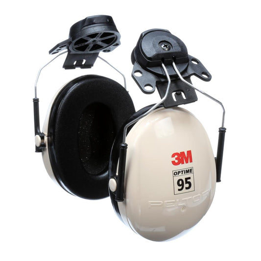 Cache-oreilles 3M™ PELTOR™ Optime™ 95, H6P3E, casque de sécurité attaché, 1 pair