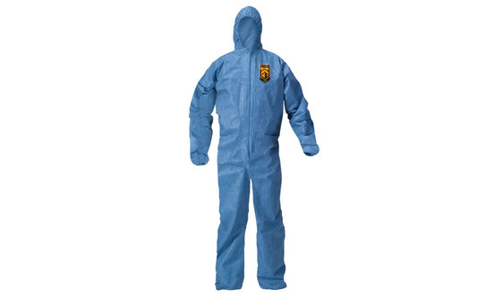 KleenGuard™ A20 Breathable Particle Protection Coveralls (58514), Zipper Front, Elastic Back, Wrists, Ankles & Hood, Blue, Reflex Design, XL, 24/CS