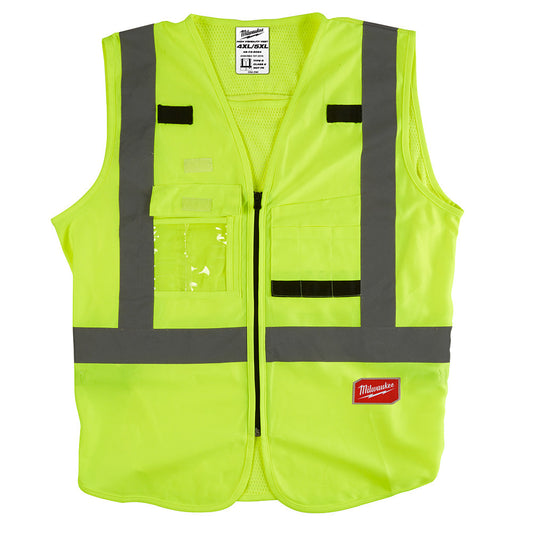 High Visibility Ten Pocket Safety Vests, Type r Cst Csa Class 2, Yellow, Sz: 4X/5X, 12/pk