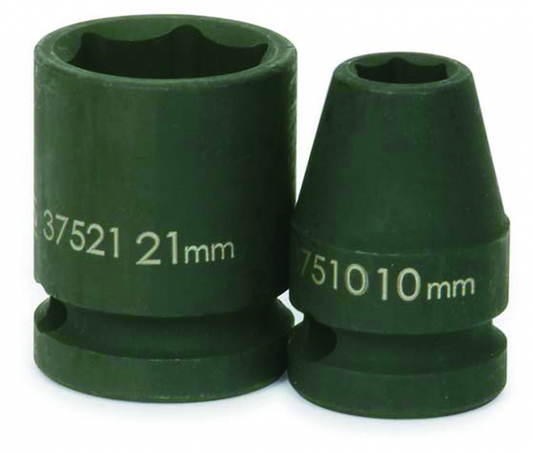 Drive Shallow Impact Sockets, 6-Point, Metric 1/2" JHW37518