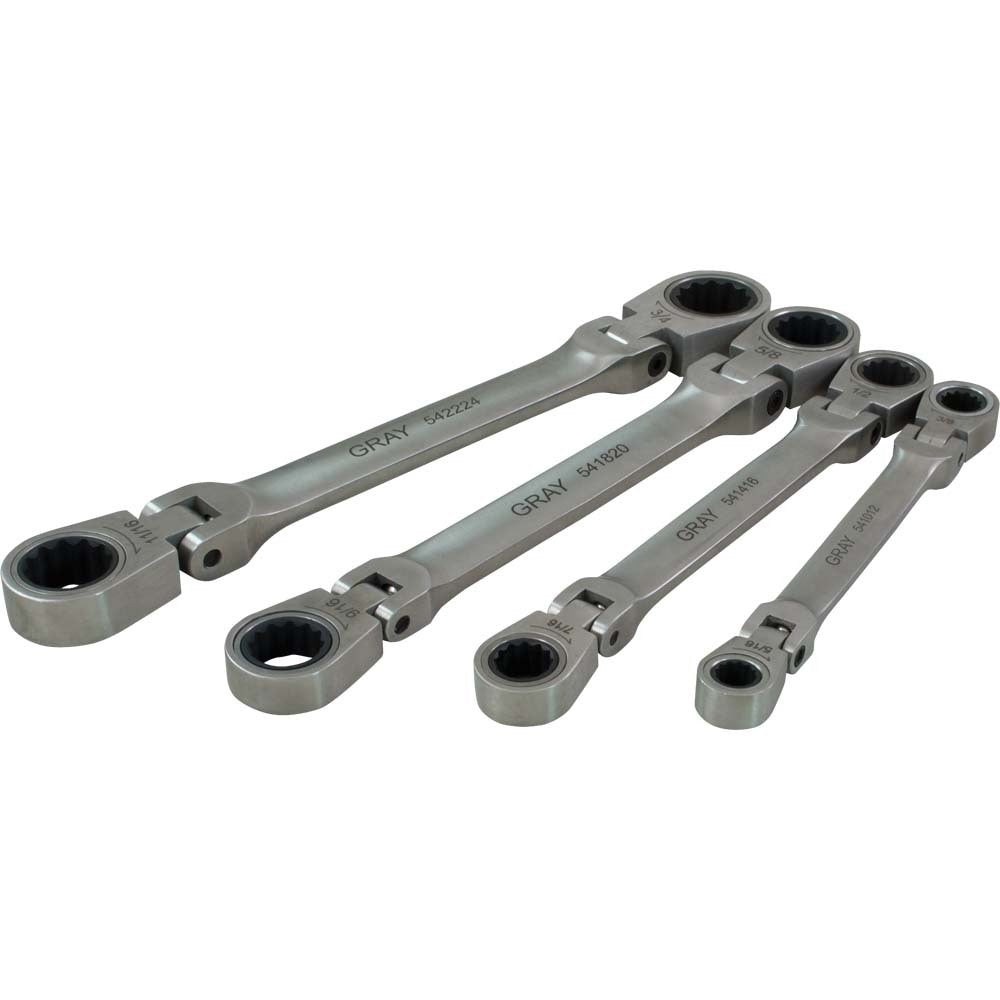 Jeu de clés à douille flexibles Multigear à double boîte - 4 pièces, SAE