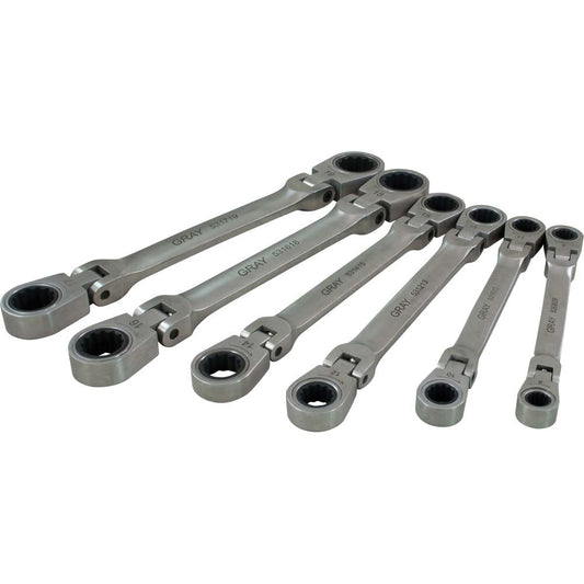 Jeu de clés à douille flexibles à double engrenage Multigear - 6 pièces, métrique