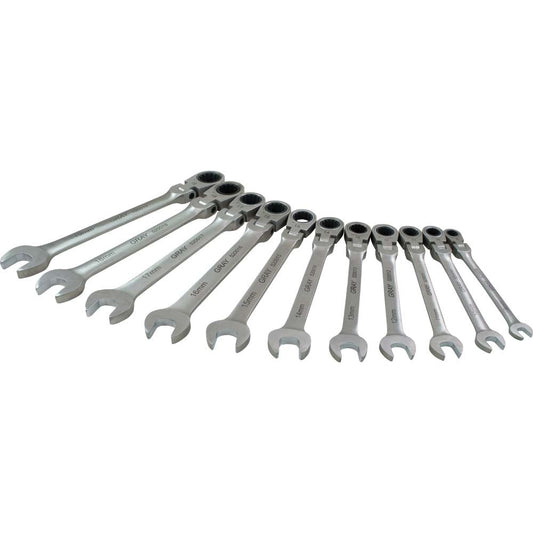 Multi-Gear Combination Flex Wrench Set - 11 Pieces, Metric