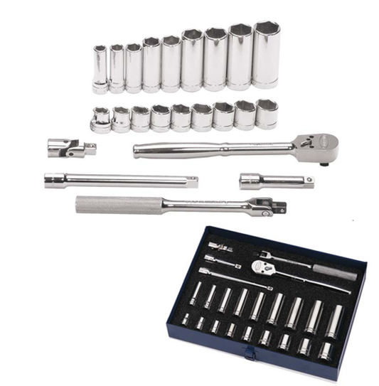 Jeu de 23 douilles et outils d'entraînement peu profondes et profondes SAE à 6 pans, entraînement 3/8"